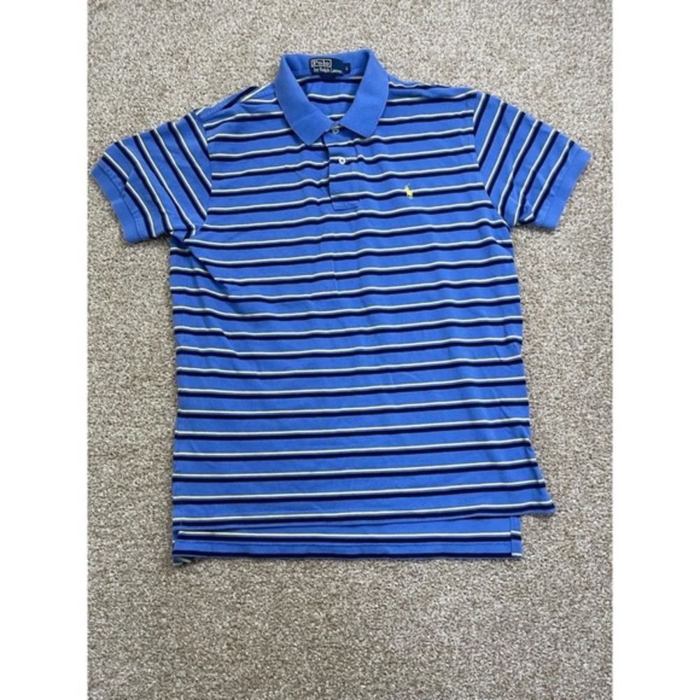 Vintage‎ Polo Ralph Lauren Striped Shirt Blue Yellow Pony L
